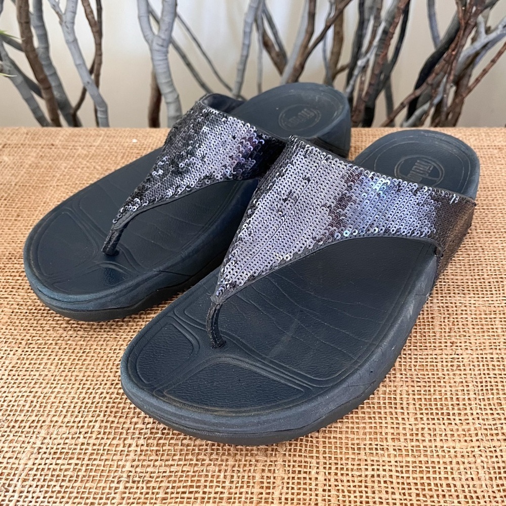 Flipflop Electra Classic 034-097 Navy Sequin Thong Sandals Size 9 Wide
